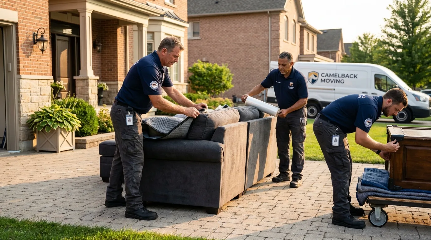 Large estate moving crew wrapping furniture in Bodega Bay, CA